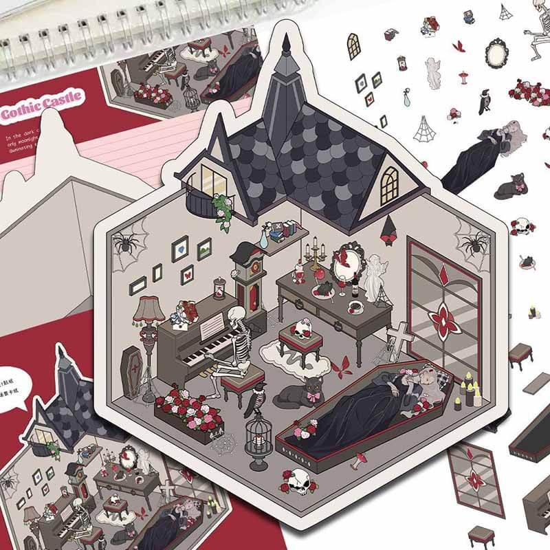 Enchanted Fantasy Realms DIY 3D Scene Stickers 4 Cute Miniature Scenes(S)