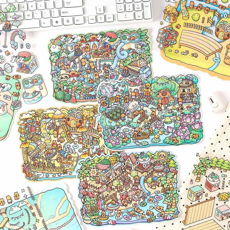Endless Summer DIY 3D Scene Stickers 4 Cute Miniature Scenes(L)