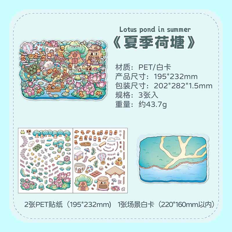 Endless Summer DIY 3D Scene Stickers 4 Cute Miniature Scenes(L)