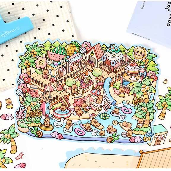 Endless Summer DIY 3D Scene Stickers 4 Cute Miniature Scenes(L)