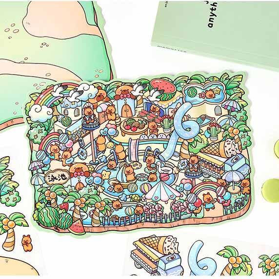 Endless Summer DIY 3D Scene Stickers 4 Cute Miniature Scenes(L)