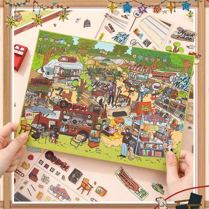 Enjoyable Park DIY 3D Scene Stickers Cute Scenes(XL)