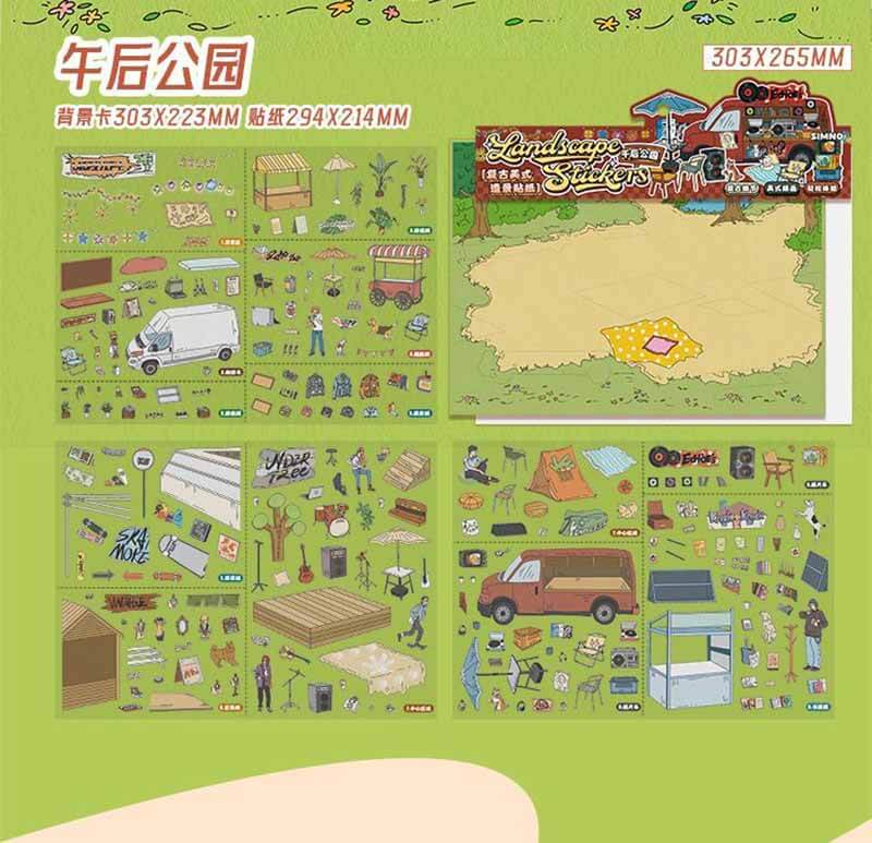 Enjoyable Park DIY 3D Scene Stickers Cute Scenes(XL)