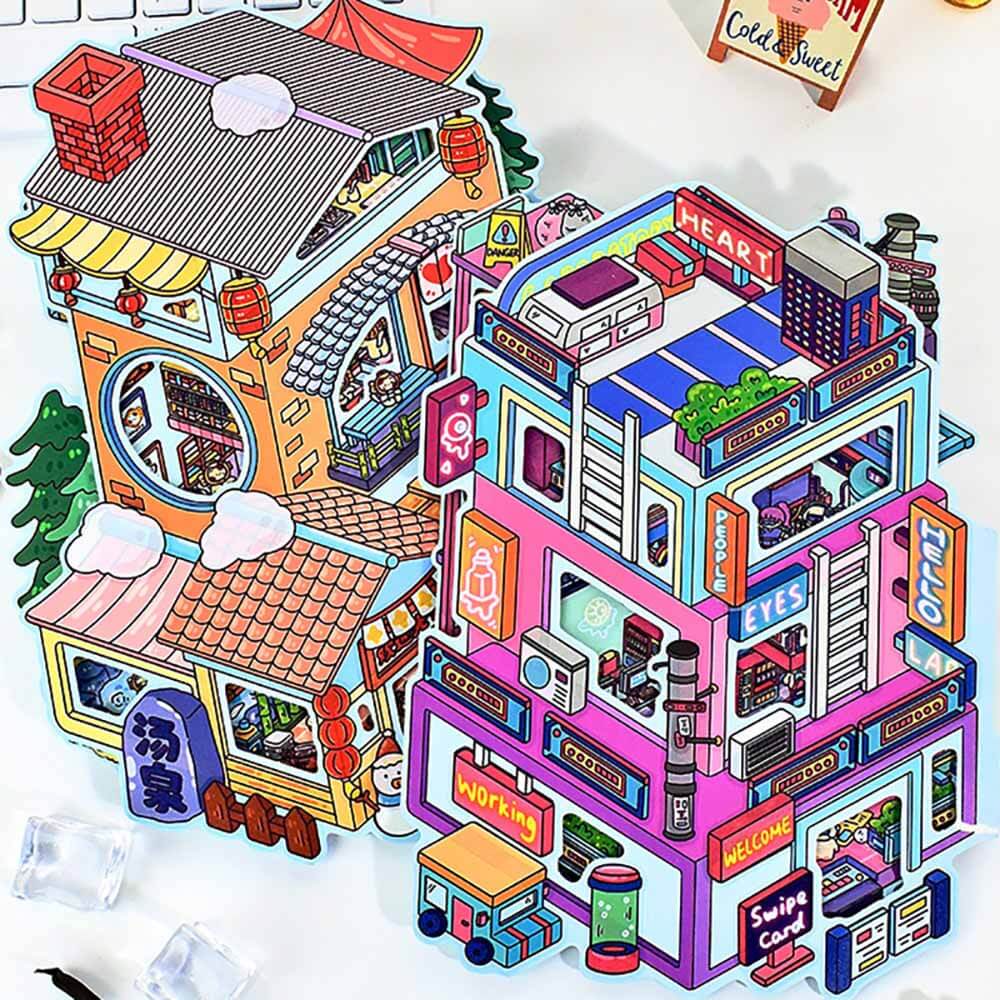 Enjoy the Future DIY 3D Scene Stickers 2 Cute Miniature Scenes