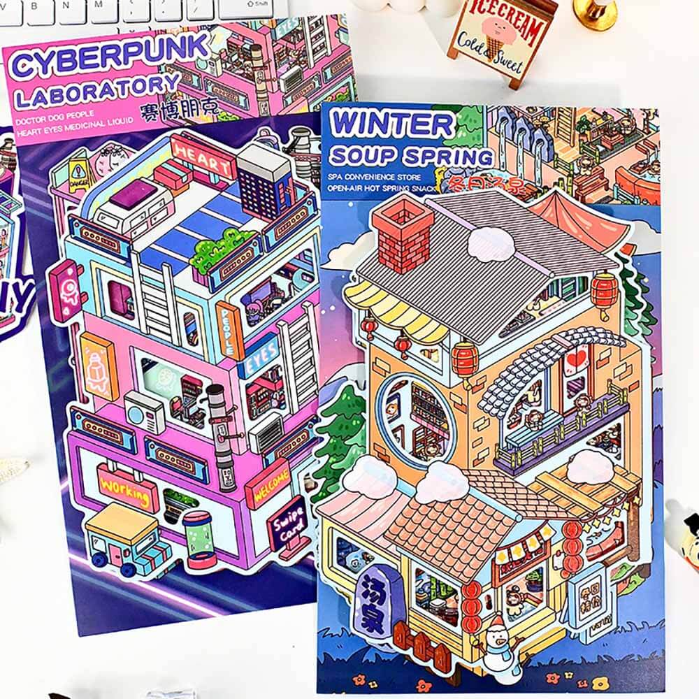 Enjoy the Future DIY 3D Scene Stickers 2 Cute Miniature Scenes