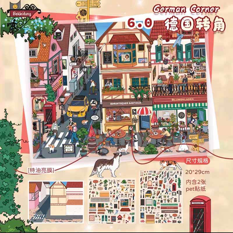 European Corners DIY 3D Scene Stickers 3 Cute Scenes(L)