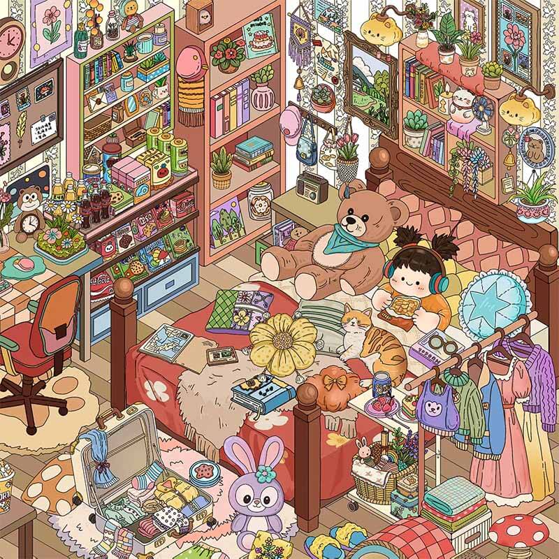 Everyday Moments DIY 3D Scene Stickers 4 Cute Miniature Scenes(L)