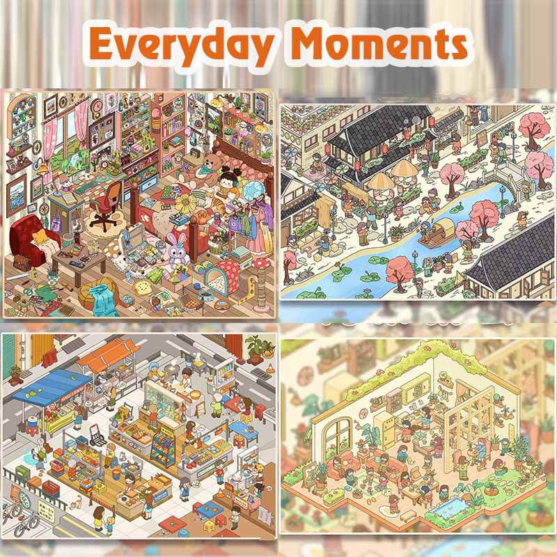 Everyday Moments DIY 3D Scene Stickers 4 Cute Miniature Scenes(L)