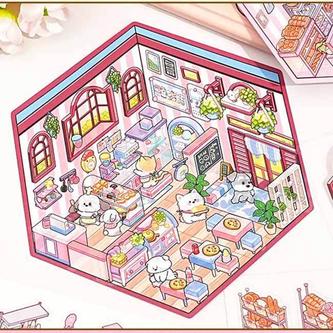 Everyday Romance DIY 3D Scene Stickers 4 Cute Miniature Scenes(S)