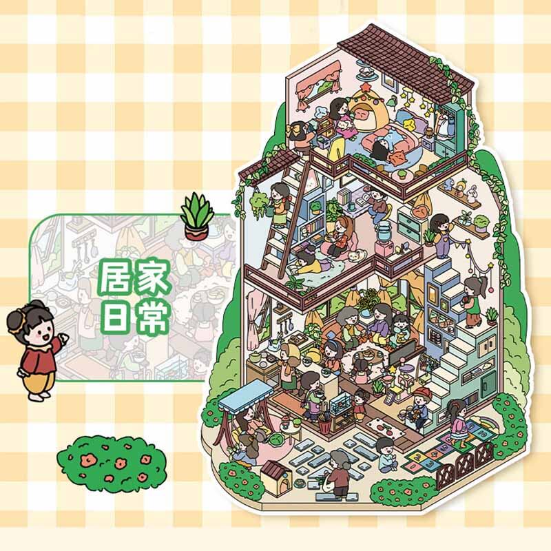 Everyday Whimsy DIY 3D Scene Stickers 4 Cute Miniature Scenes(L)
