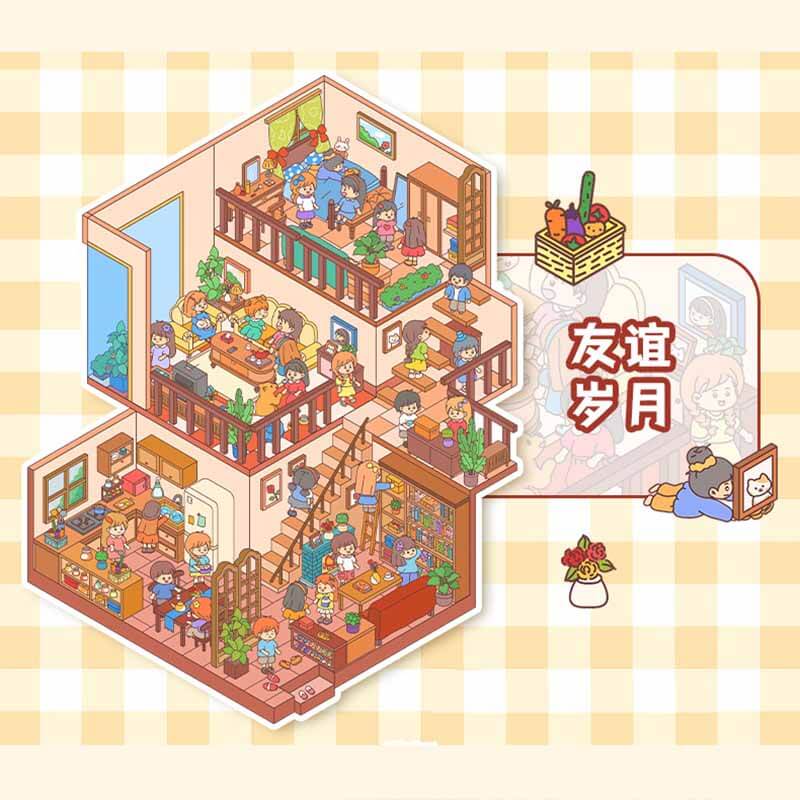 Everyday Whimsy DIY 3D Scene Stickers 4 Cute Miniature Scenes(L)