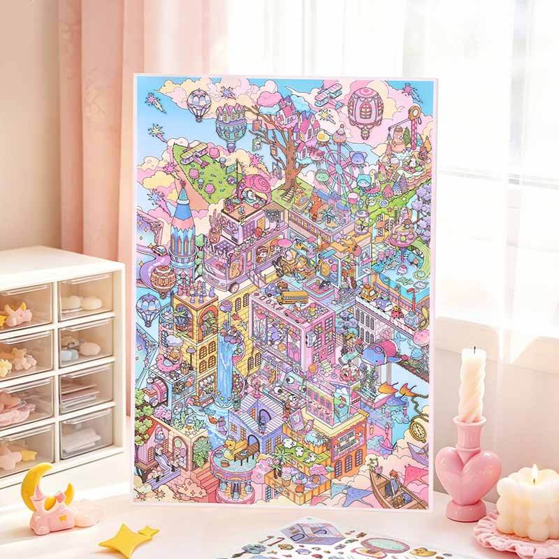 Exotic Realm DIY 3D Scene Stickers 2 Cute  Scenes(L&XL)