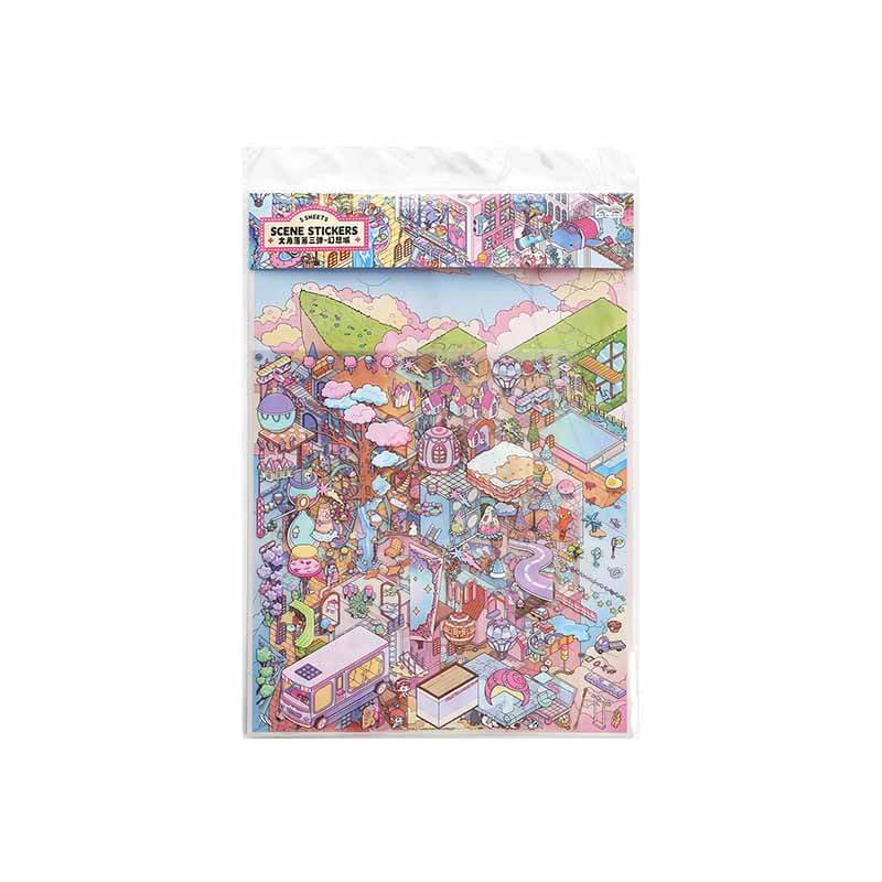 Exotic Realm DIY 3D Scene Stickers 2 Cute  Scenes(L&XL)