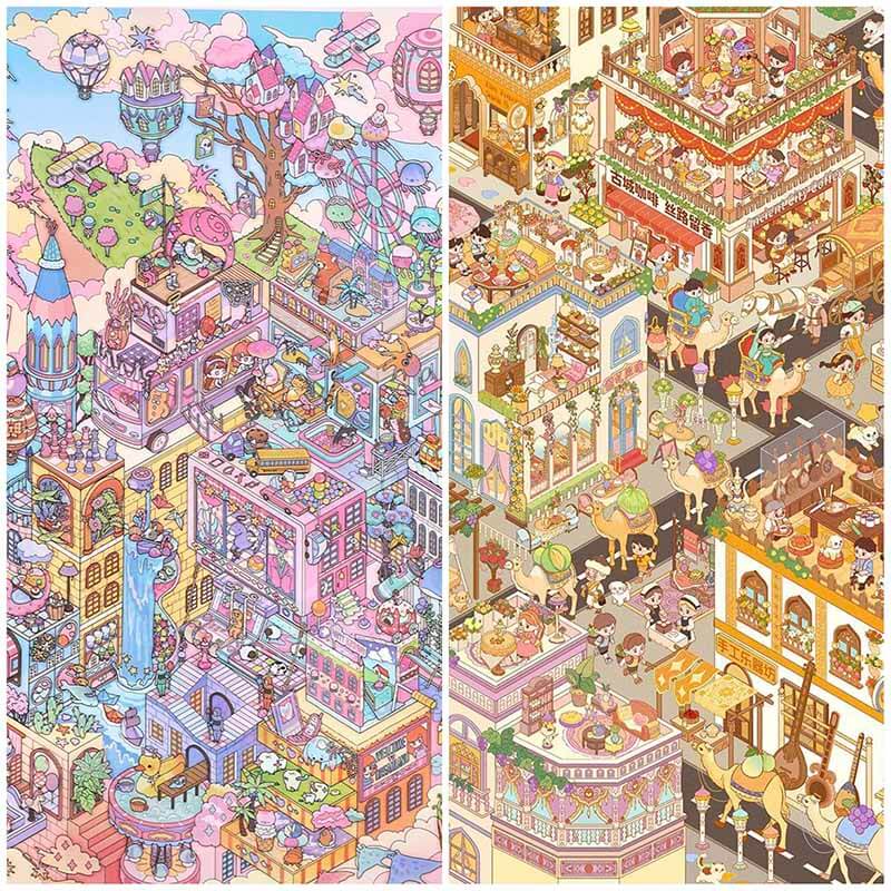 Exotic Realm DIY 3D Scene Stickers 2 Cute  Scenes(L&XL)
