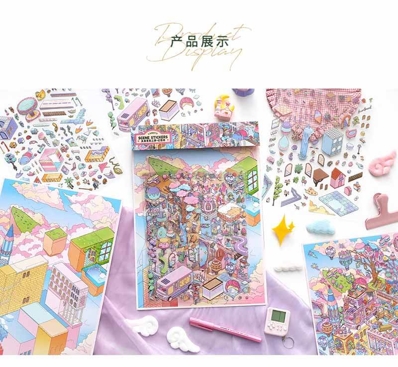 Exotic Realm DIY 3D Scene Stickers 2 Cute  Scenes(L&XL)