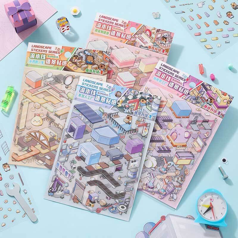 Factory of Dreams DIY 3D Scene Stickers 4 Cute Miniature Scenes(S)