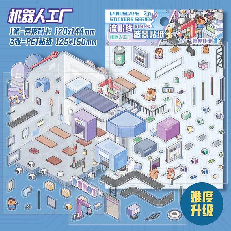 Factory of Dreams DIY 3D Scene Stickers 4 Cute Miniature Scenes(S)
