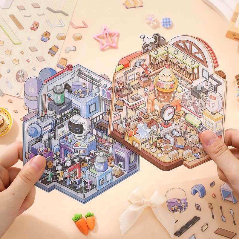 Factory of Dreams DIY 3D Scene Stickers 4 Cute Miniature Scenes(S)