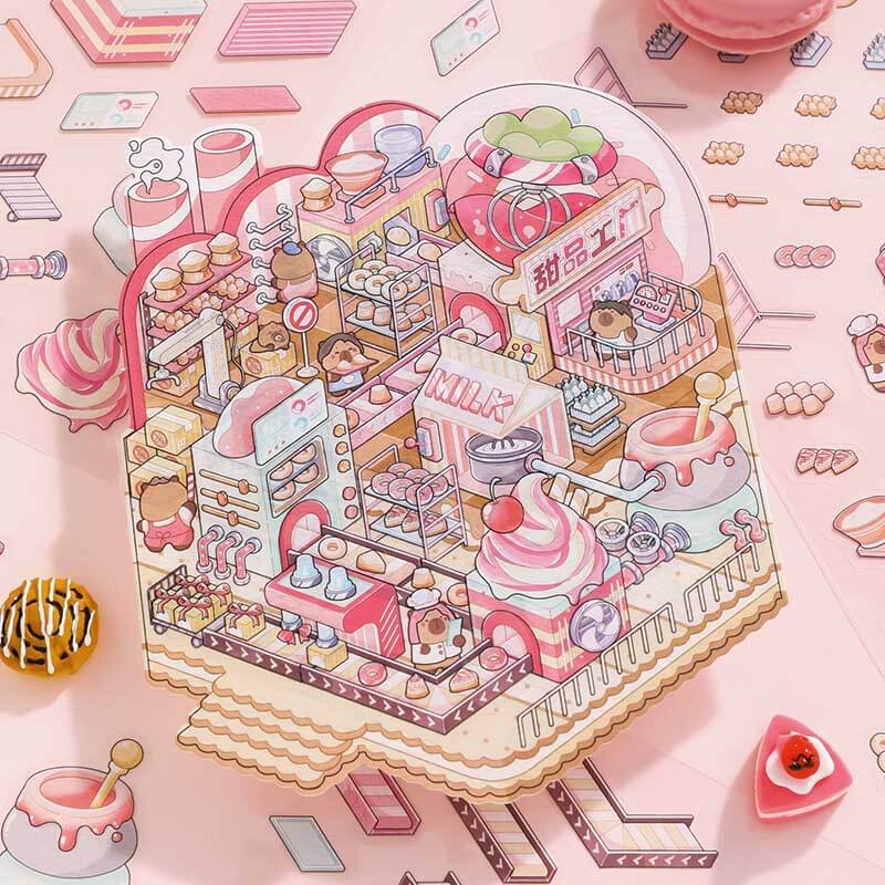 Factory of Dreams DIY 3D Scene Stickers 4 Cute Miniature Scenes(S)
