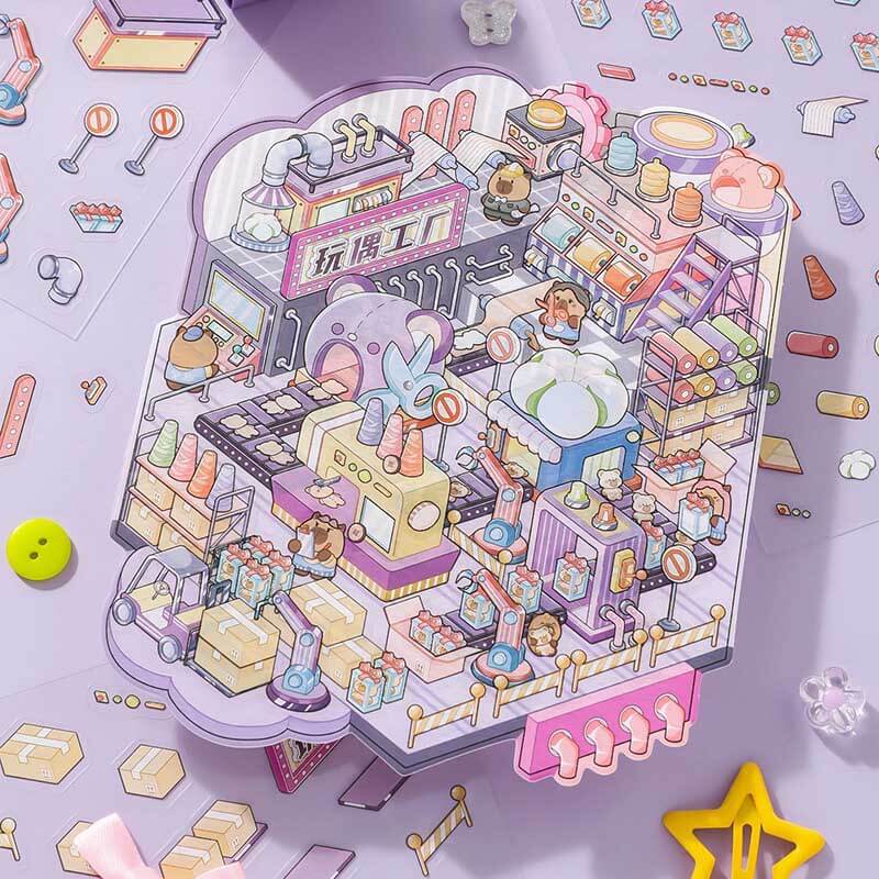 Factory of Dreams DIY 3D Scene Stickers 4 Cute Miniature Scenes(S)