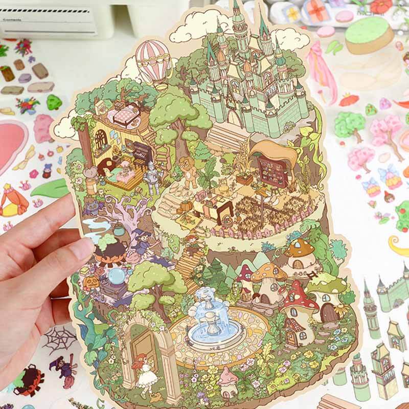 Fairy Garden DIY 3D Scene Stickers 2 Cute Miniature Scenes(L)