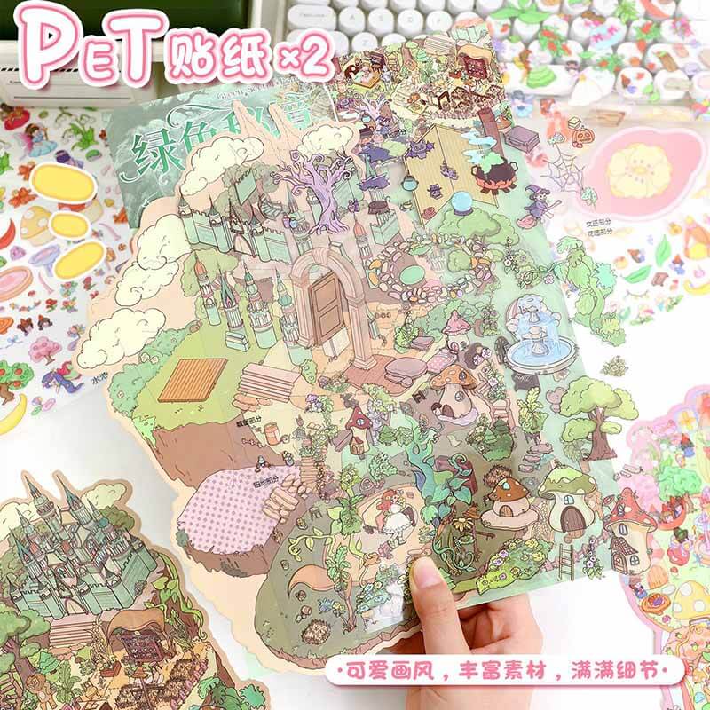 Fairy Garden DIY 3D Scene Stickers 2 Cute Miniature Scenes(L)