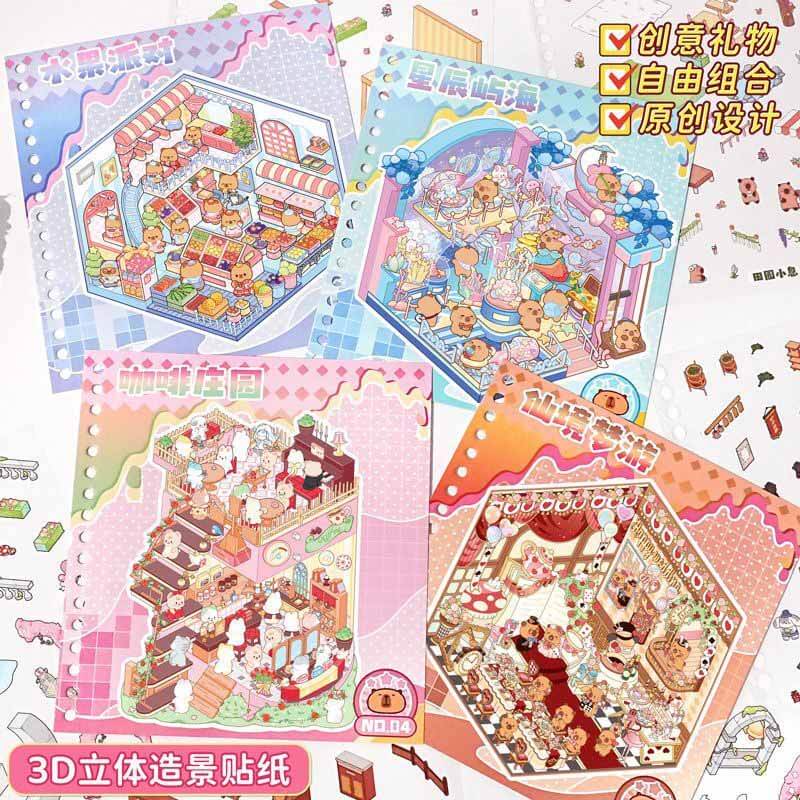 10 Scenes Fairy Label Book DIY Cute Miniature 3D Scene Stickers(S)