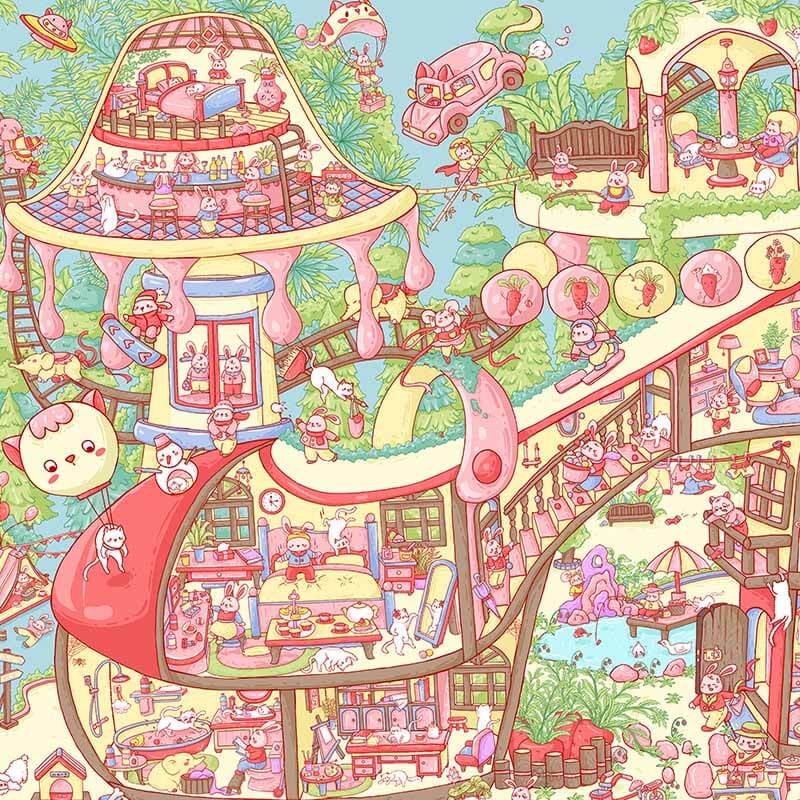 Fairy Tale Living DIY 3D Scene Stickers 2 Cute Miniature Scenes(XL)