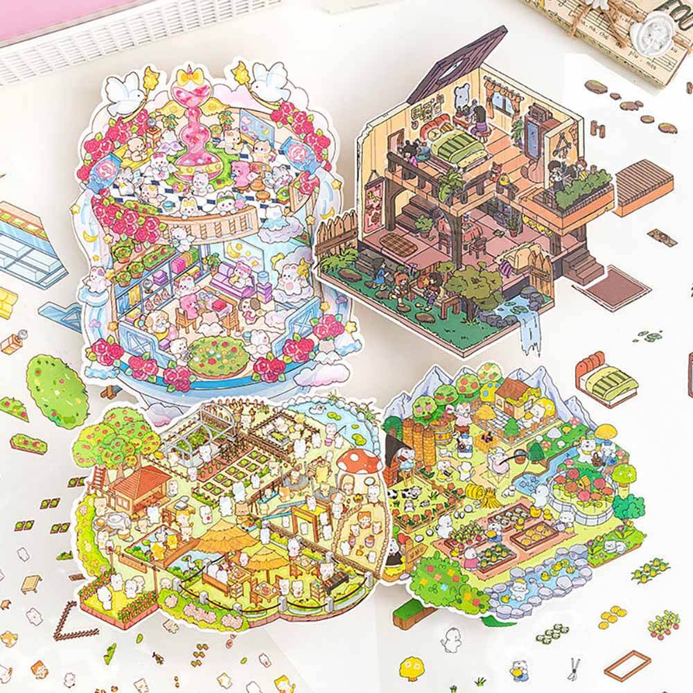 Fairy Tale Retreat 3D Scene Stickers 4 Cute Miniature Scenes