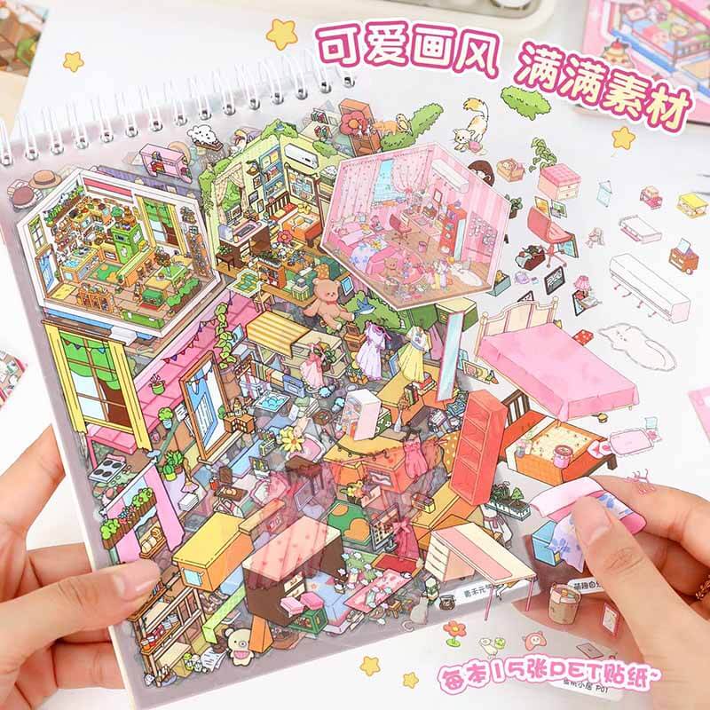 Fairy Tale Tower Book  DIY 3D Scene Stickers 10 Cute Miniature Scenes(S)