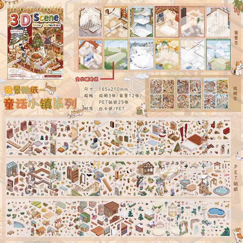 Fairy Tale Town Book DIY 3D Scene Stickers With Guide Lines(S)