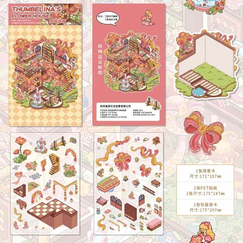 Fairy Tale Wonders DIY 3D Scene Stickers 4 Cute Miniature Scenes(L)