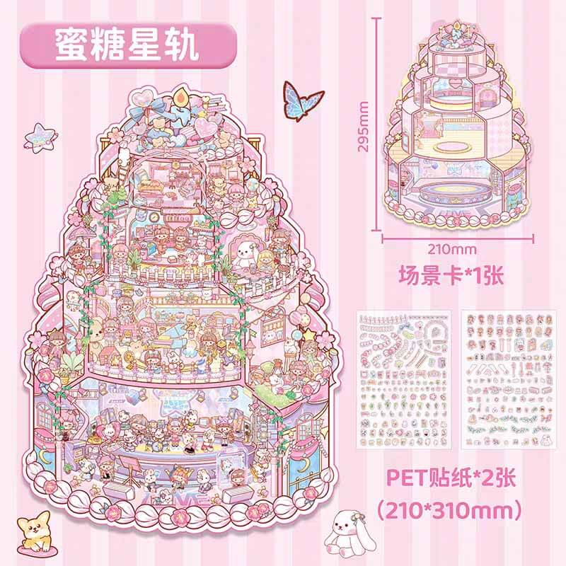 Fairyland Stroll DIY 3D Scene Stickers 3 Cute Miniature Scenes(L)