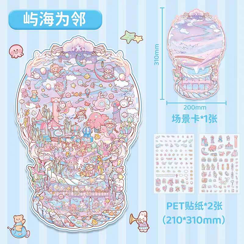 Fairyland Stroll DIY 3D Scene Stickers 3 Cute Miniature Scenes(L)