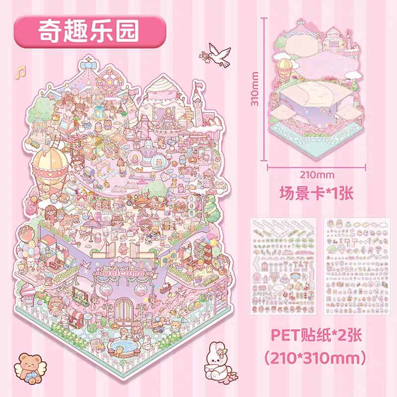 Fairyland Stroll DIY 3D Scene Stickers 3 Cute Miniature Scenes(L)