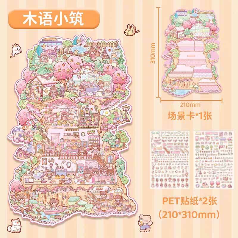 Fairyland Stroll DIY 3D Scene Stickers 3 Cute Miniature Scenes(L)