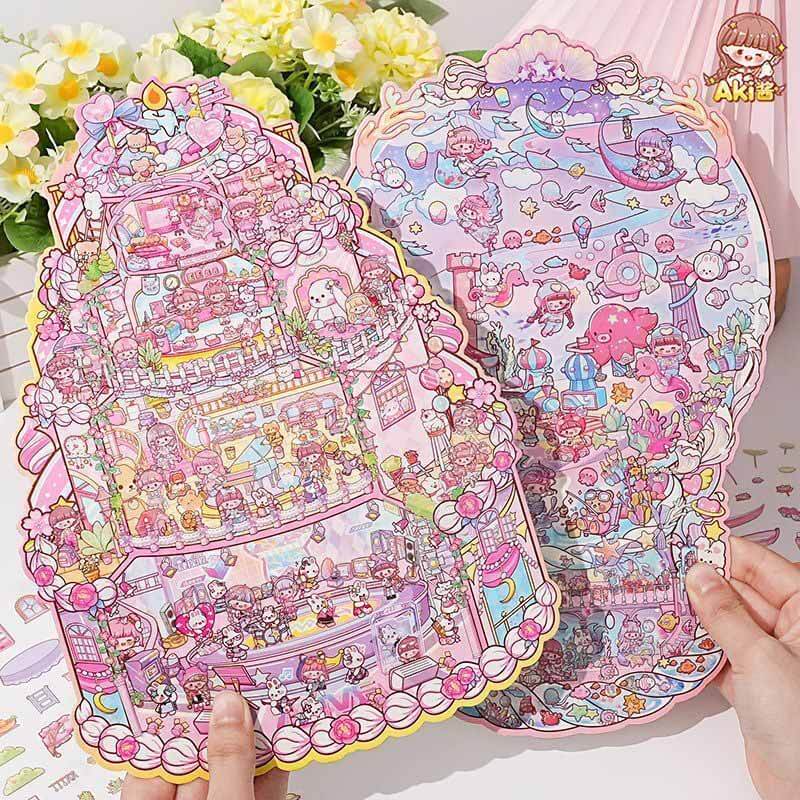 Fairyland Stroll DIY 3D Scene Stickers 3 Cute Miniature Scenes(L)