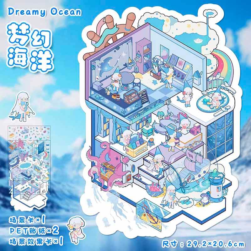 Fairytale Getaway DIY 3D Scene Stickers 2 Cute Miniature Scenes(L)