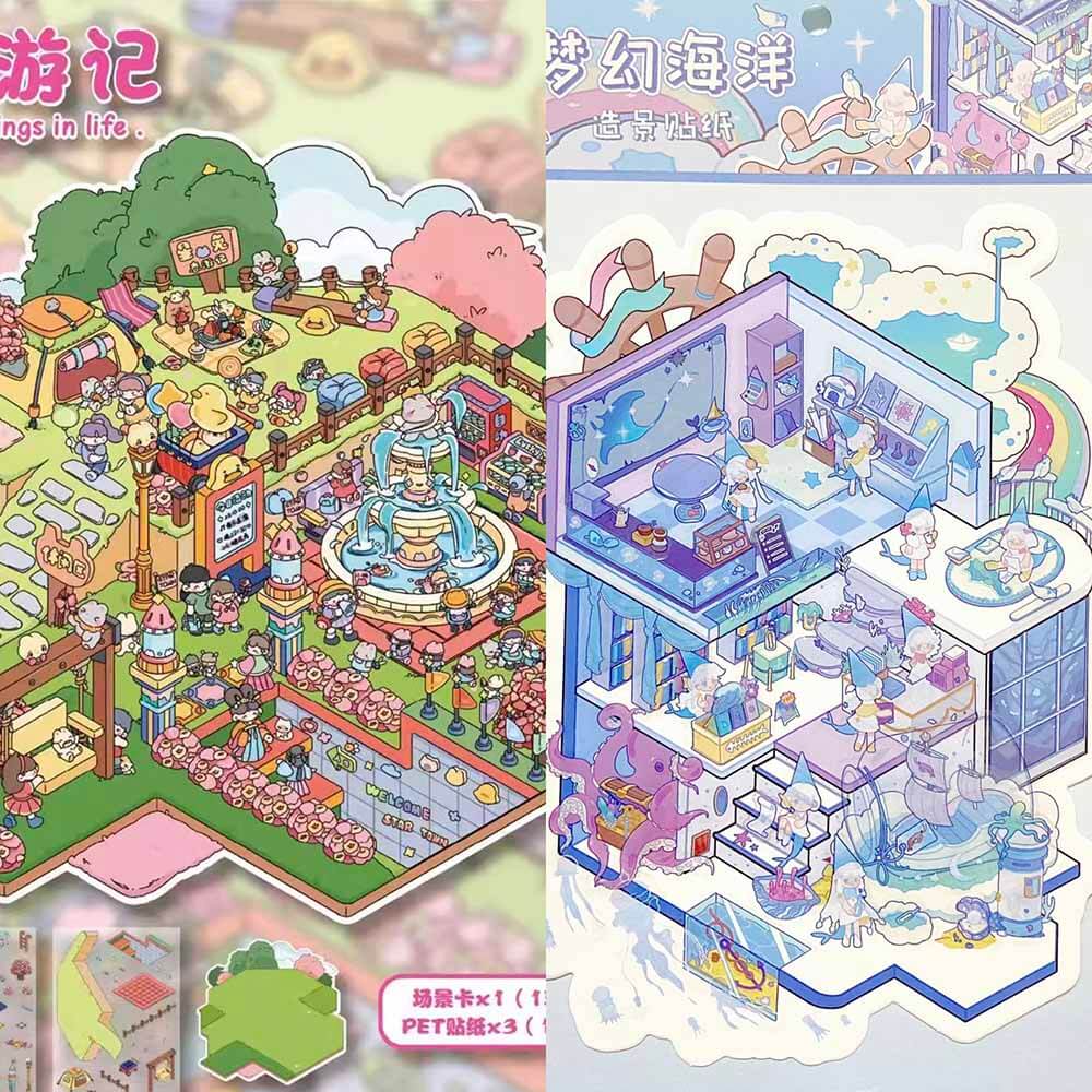 Fairytale Getaway DIY 3D Scene Stickers 2 Cute Miniature Scenes(L)