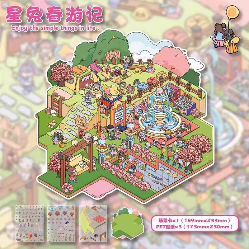 Fairytale Getaway DIY 3D Scene Stickers 2 Cute Miniature Scenes(L)