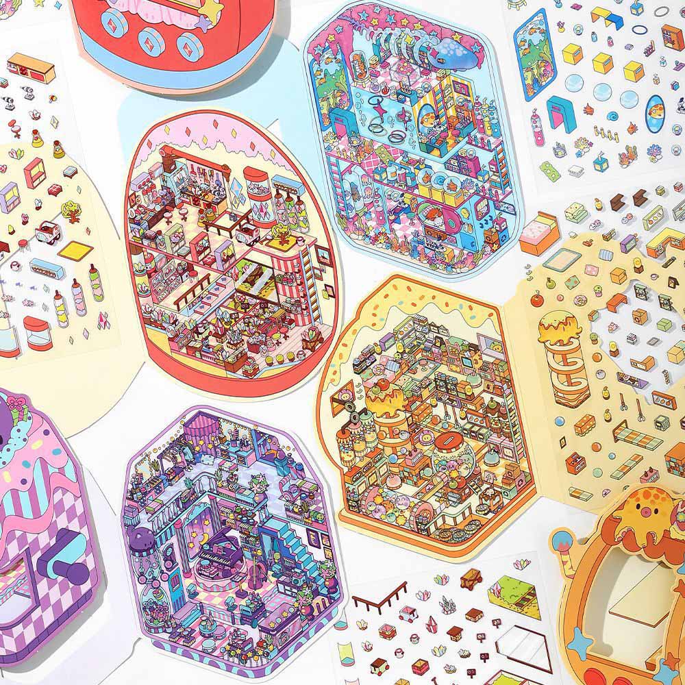 Fantasy Circuit DIY 3D Scene Stickers 4 Cute Miniature Scenes(S)