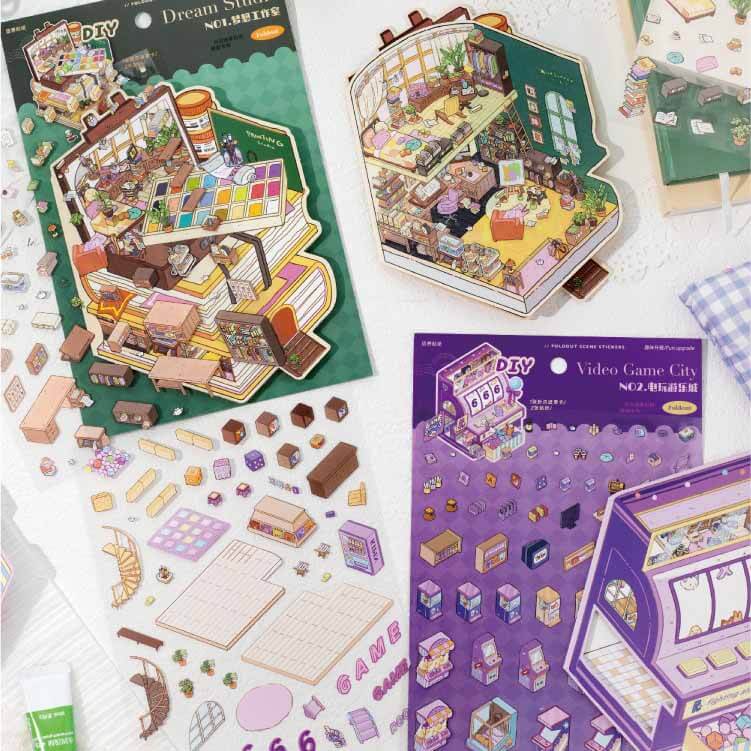 Fantasy Hub DIY 3D Scene Stickers 2 Cute Miniature Scenes(M)