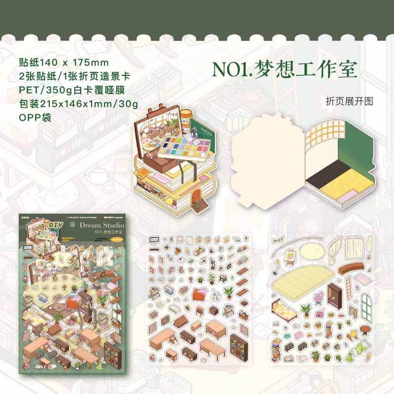Fantasy Hub DIY 3D Scene Stickers 2 Cute Miniature Scenes(M)