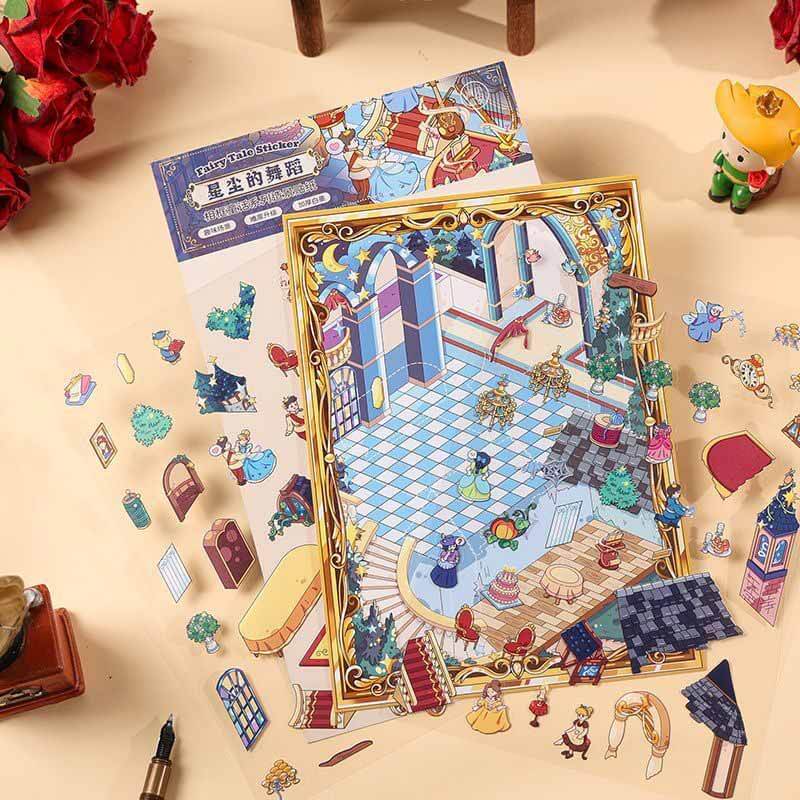 Fantasy Journey DIY 3D Scenes Sticker 4 Cute Miniature Scenes(S)