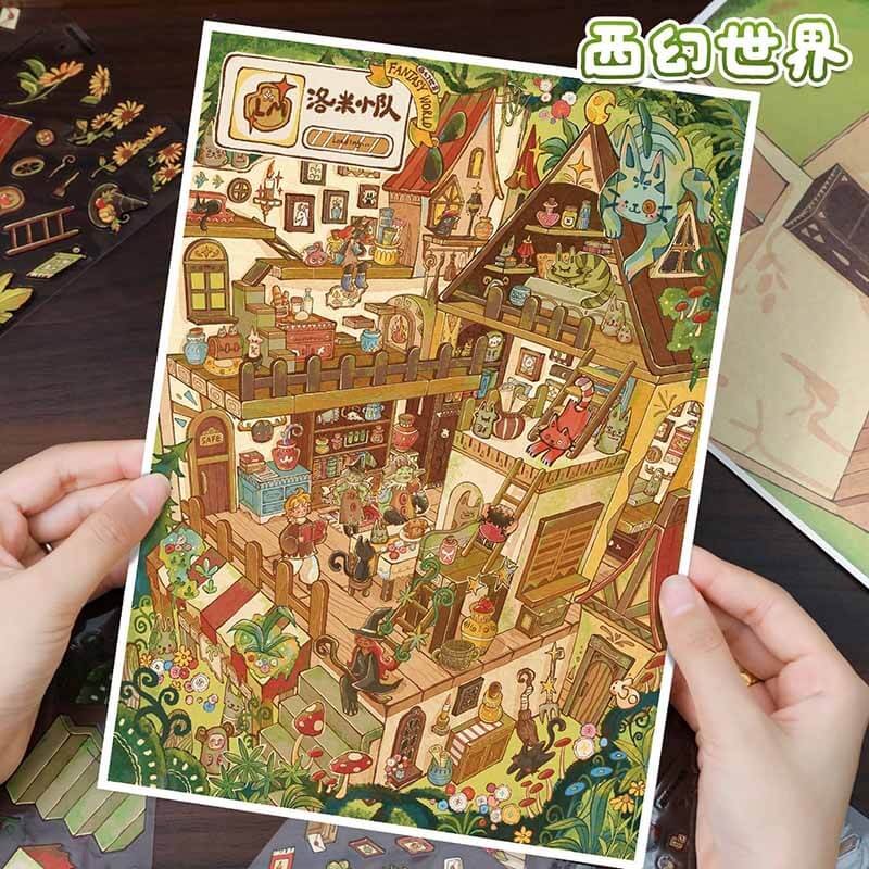Fantasy Letter DIY 3D Scene Stickers With Guide Lines(L)