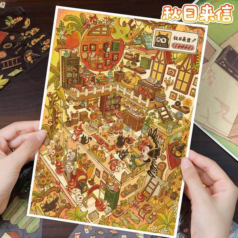 Fantasy Letter DIY 3D Scene Stickers With Guide Lines(L)