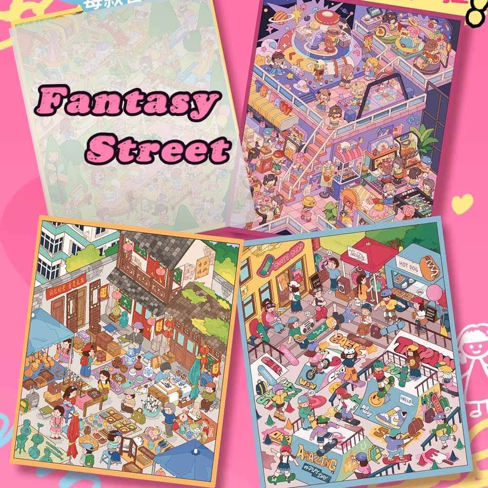 Fantasy Street DIY 3D Scene Stickers 3 Cute Miniature Scenes(L)