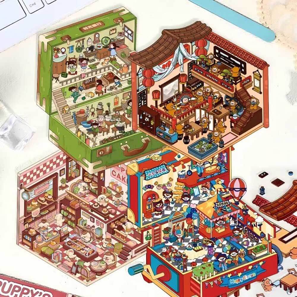 Fantasy Voyage Collection DIY 3D Scene Stickers 4 Cute Miniature Scenes