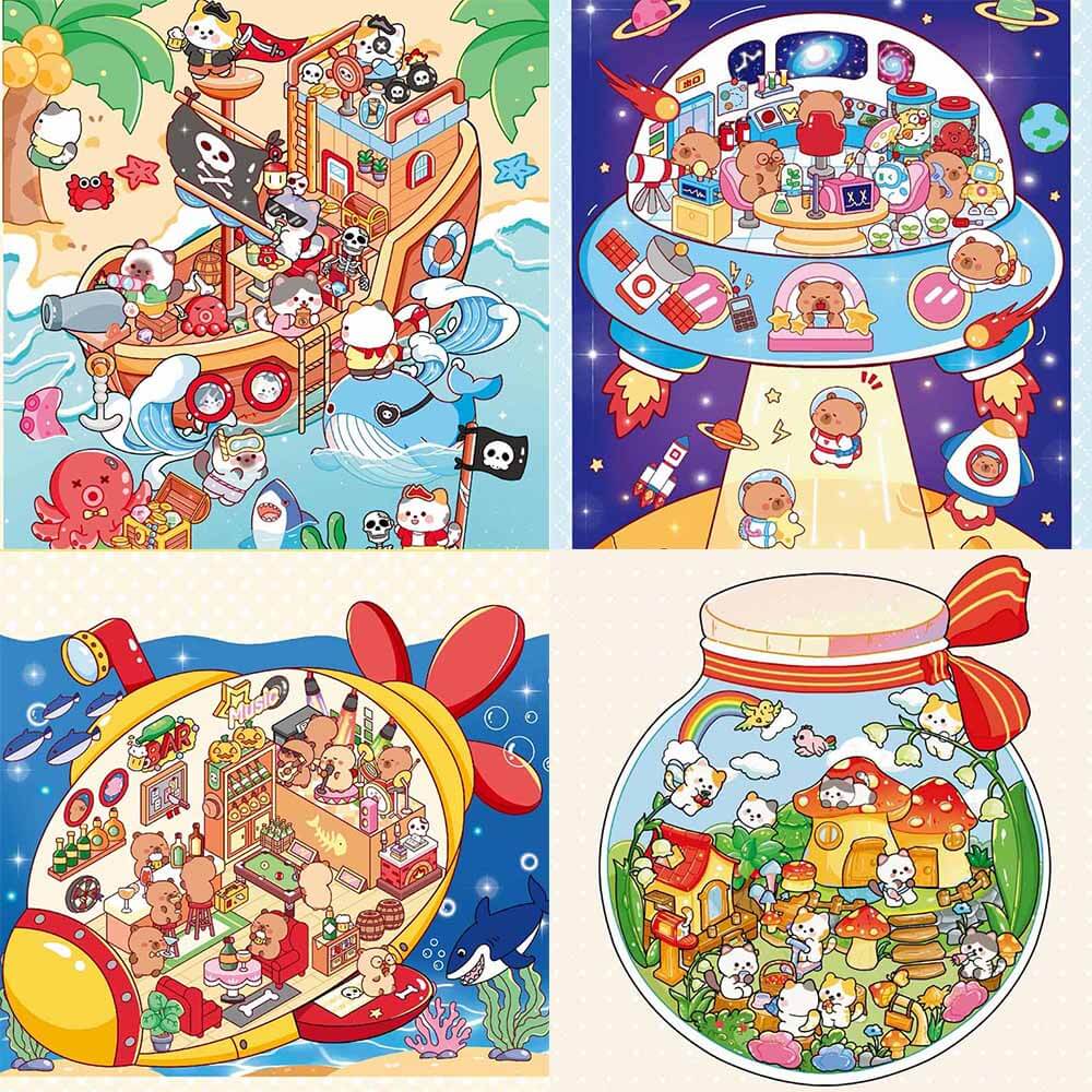 Fantasy Voyages DIY 3D Scene Stickers 4 Cute Miniature Scenes(S)
