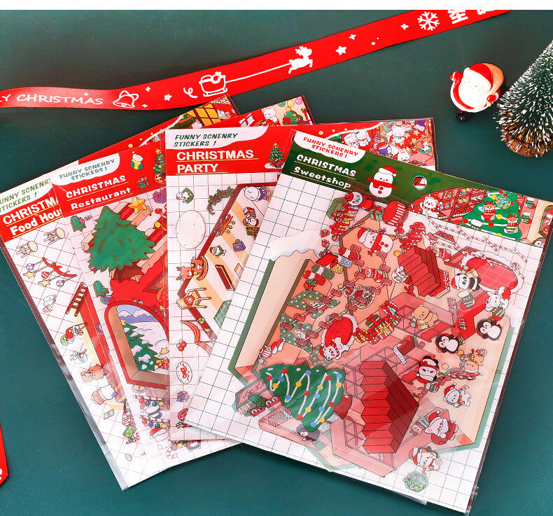 Festive Feast DIY 3D Scene Stickers 4 Cute Miniature Scenes(S)